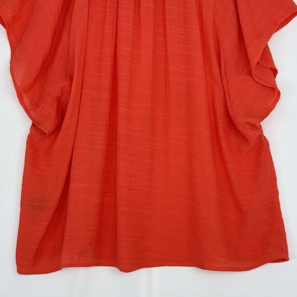 Unique Spectrum Women's Crochet Orange Size 2X Blouse Tunic Short Sleeve - Picture 11 of 15